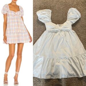 Amanda Uprichard Goldie Babydoll Puff Sleeve Dress in White Size XS